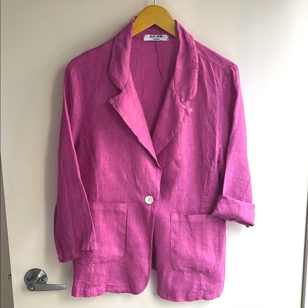Daily News Women's Pink Linen Blazer OS